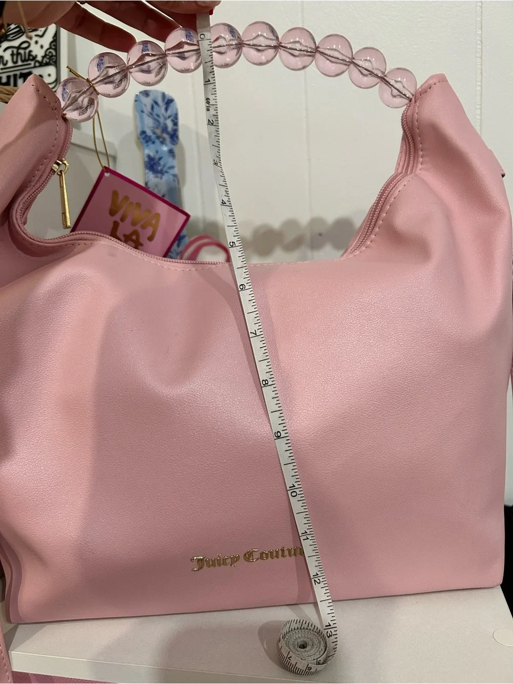 Juicy Couture Pastel Pink Bead-Handle Shoulder Bag